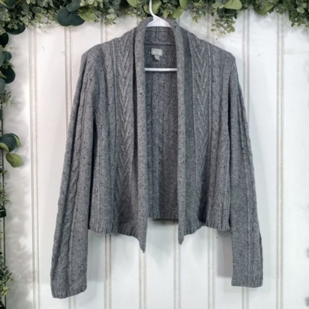 Converse One Star Gray Cable Knit Open Cardigan Womens XS Y2k Sweater‎
